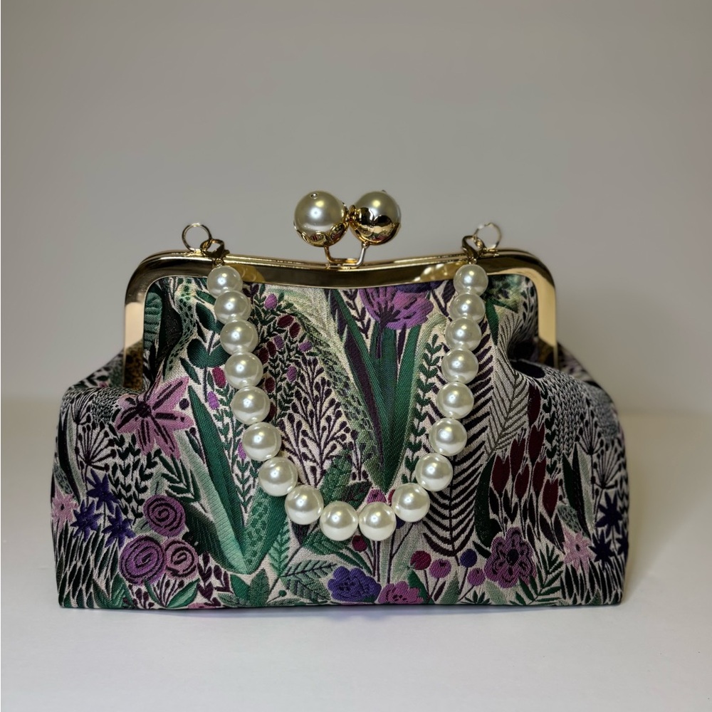 Botanical Clutch with Pearl Detail - Picture 4 of 4
